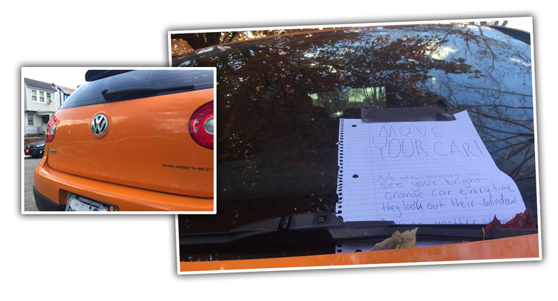 Illustration for article titled Philly Is the City of Brotherly Love Unless Your Brother Drives an Orange Car Apparently